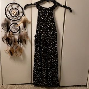 Cope High Neck Floral Black Dress